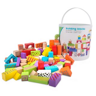 Building blocks in a drum - fantasy color - 100 pieces